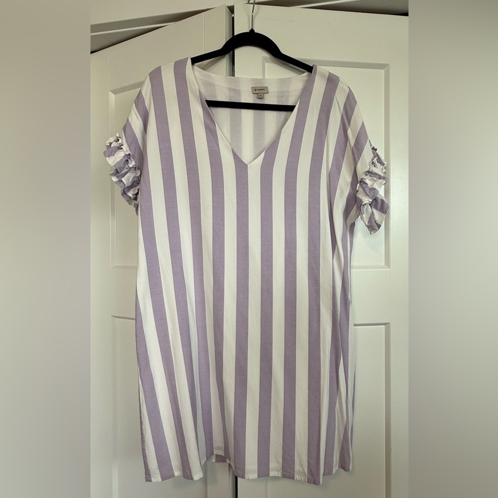 Daniel Cremieux Purple and White Striped Dress
